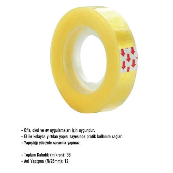TOMAX Ofis Bantı 12mmx10 metre Renk Şeffaf - Görsel 2