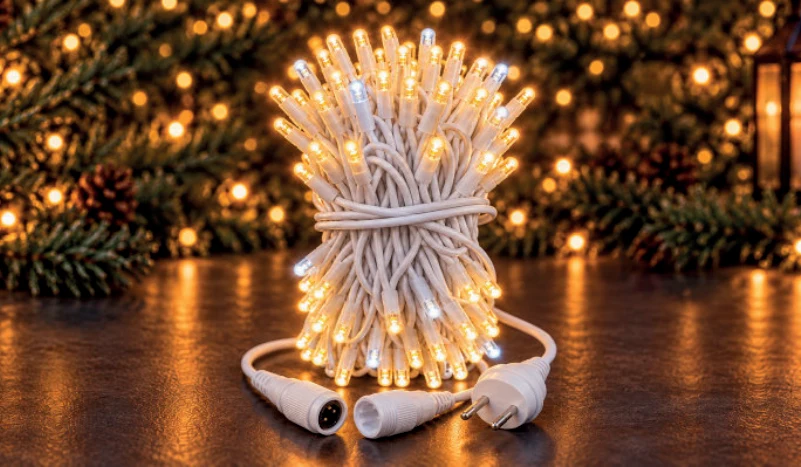 LED String 100 LED 10 m IP65 Çakarlı – Gün Işığı, Beyaz Kablo - Görsel 2