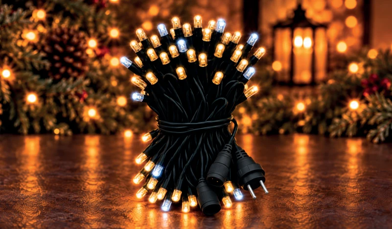 LED String 100 LED 10 m IP65 Çakarlı – Gün Işığı, Siyah Kablo - Görsel 2