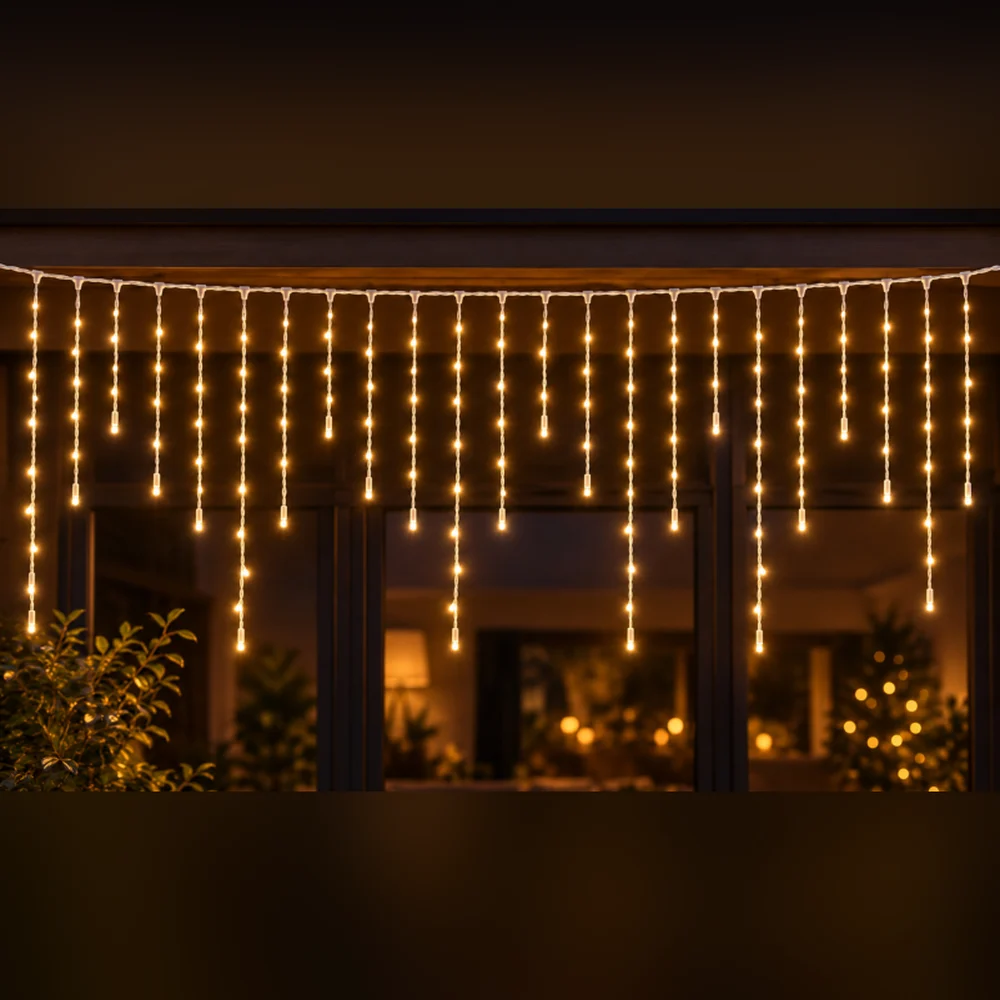 LED Saçak 144 LED 2 m IP65 Sabit – Gün Işığı, Beyaz Kablo