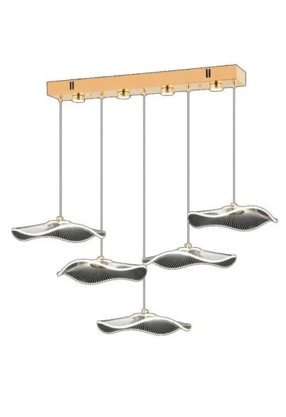 Sapka 5’li Gold Yemek Masası 3 Renk Ledli Lüx Avize