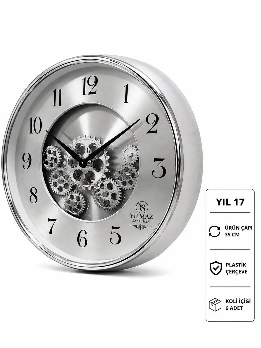 Çarklı Duvar Saati YIL-17 35 cm - Görsel 3