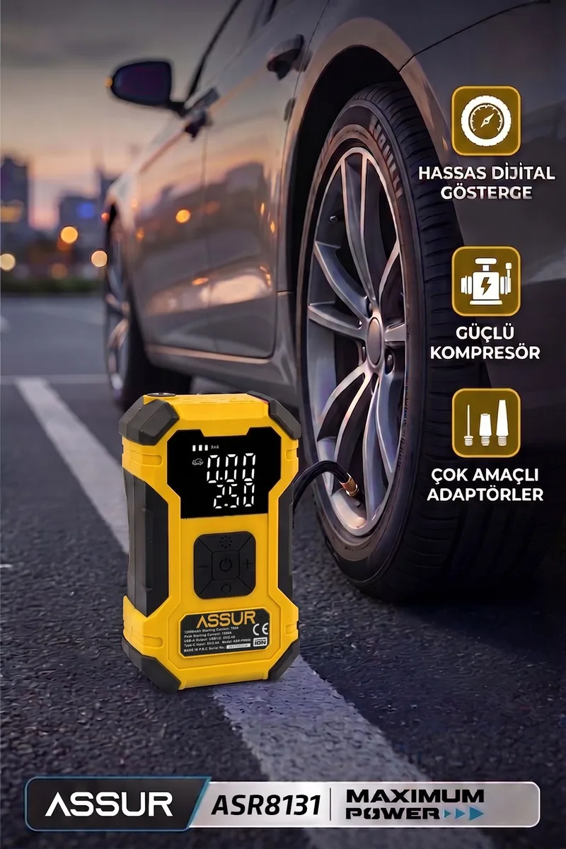 12.000 mAh Oto Kompresör| Powerbank | Led Işık | - Görsel 6