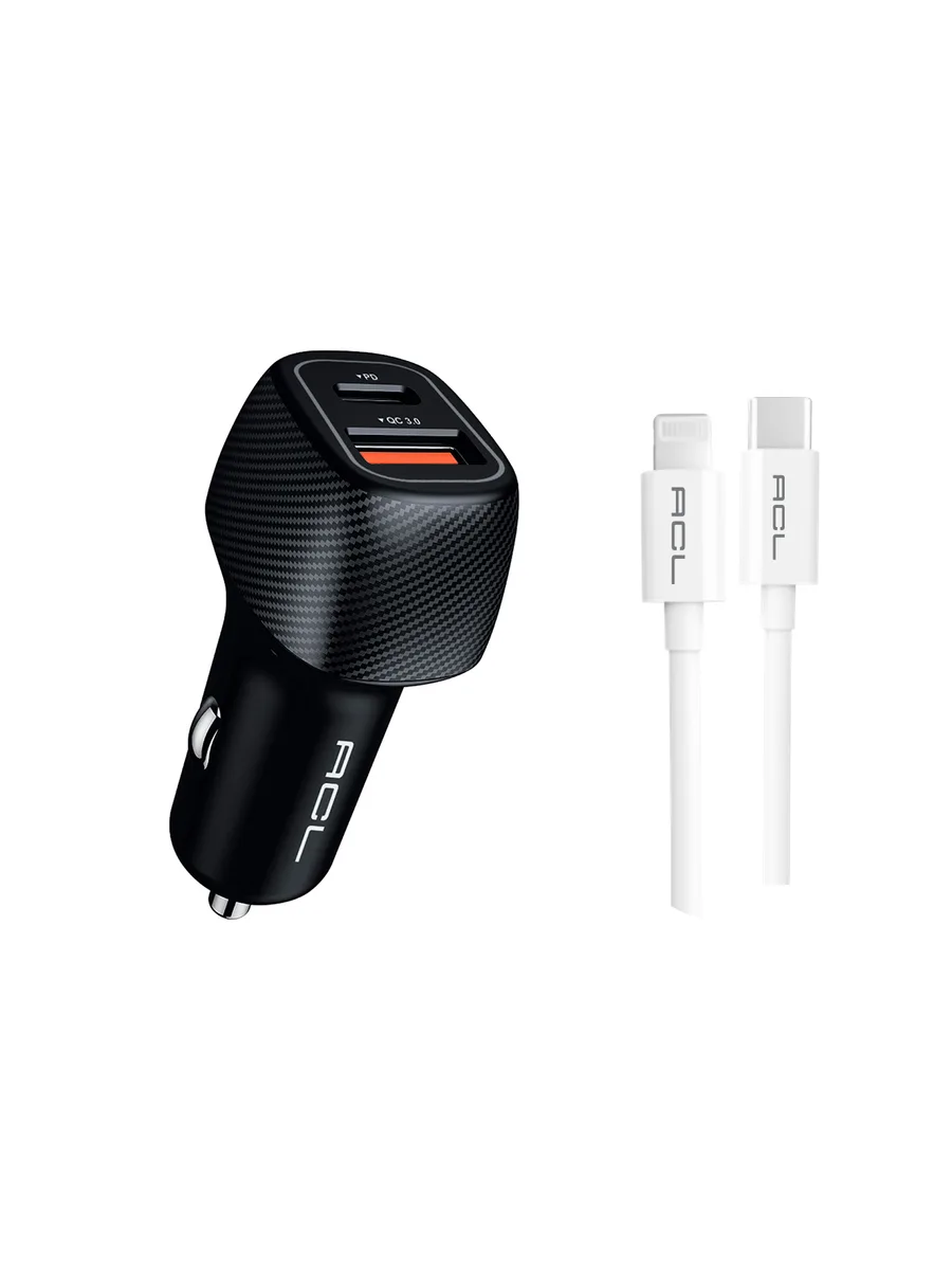 ACL AC-93 48W Hızlı Araç Şarj Cihazı Seti – PD 30W + QC 3.0 18W Çift Portlu + 1M Type-C to Lightning Kablo - Görsel 2