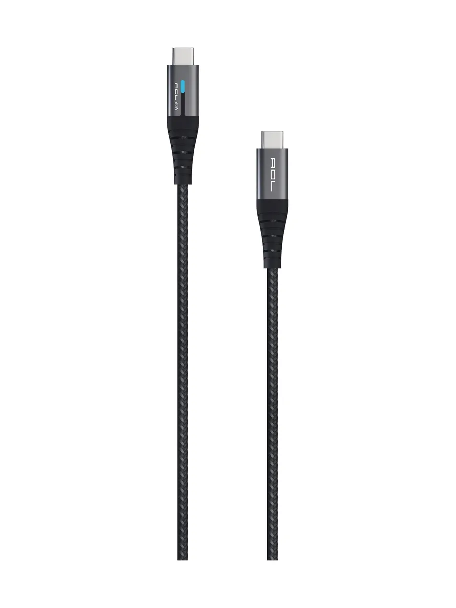 ACL ACK-102 2M LED Göstergeli 60W USB-C to USB-C Örgü Şarj ve Veri Kablosu (3A) - Görsel 2