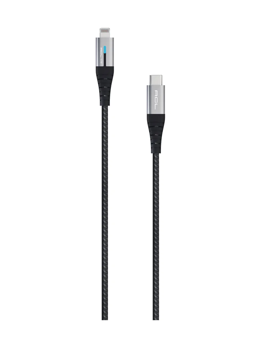 ACL ACK-105 2M LED Göstergeli 27W USB-C to Lightning Örgü Şarj ve Veri Kablosu (3A) - Görsel 2