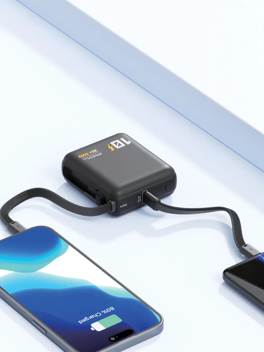ACL PW-137 10000 mAh 20W PD Hızlı Şarj Powerbank – Dahili Type-C Kablolu ve Askı Aparatlı Mini Güç Kaynağı - Görsel 4