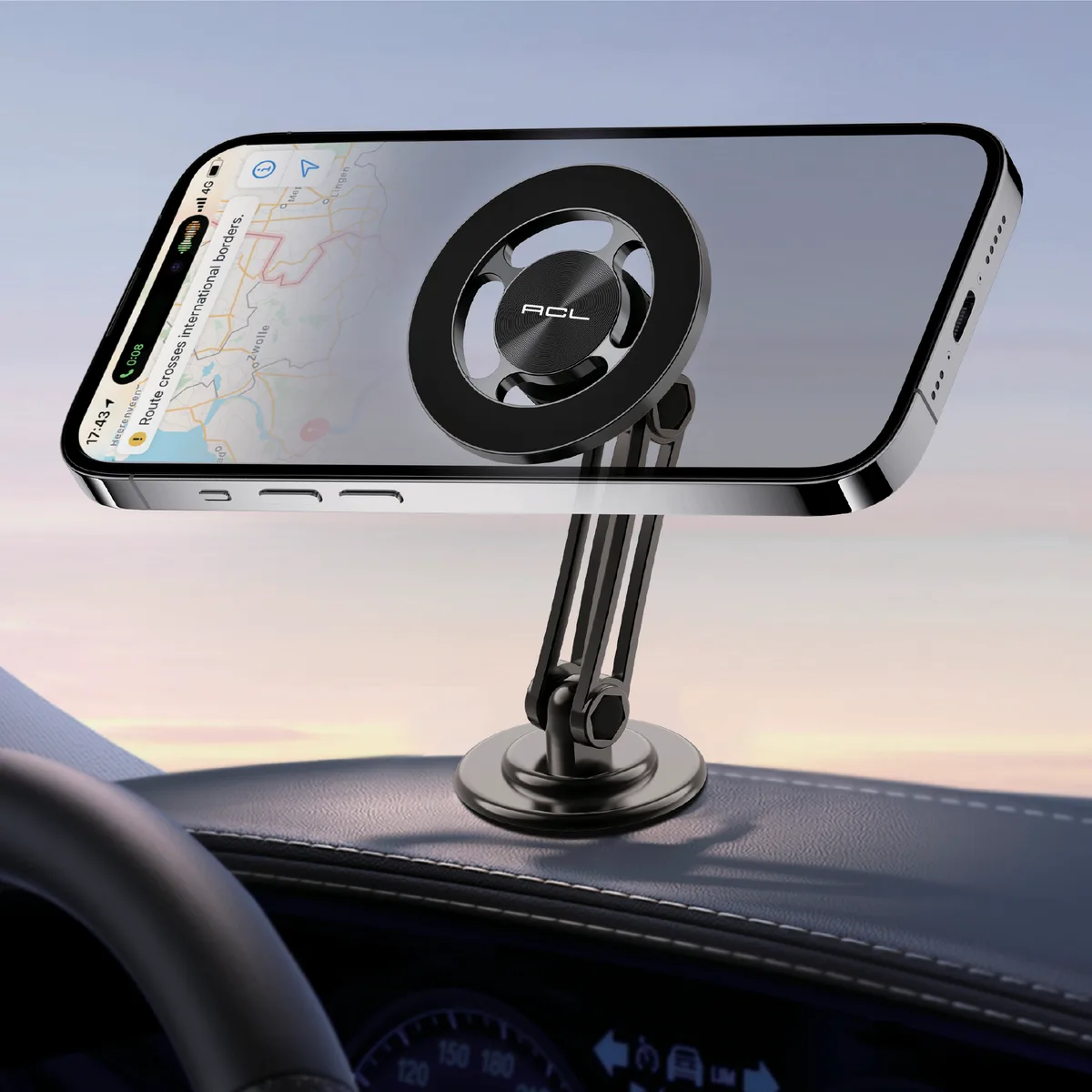 ACL T-114 MagSafe Uyumlu Çinko Alaşım 360° Dönebilen Manyetik Araç İçi Konsol Telefon Tutucu - Görsel 3
