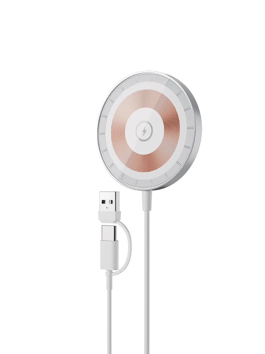 ACL W2 2in1 Şeffaf MagSafe Kablosuz Şarj Cihazı – USB-A ve Type-C Çift Girişli 15W Hızlı Şarj - Görsel 2