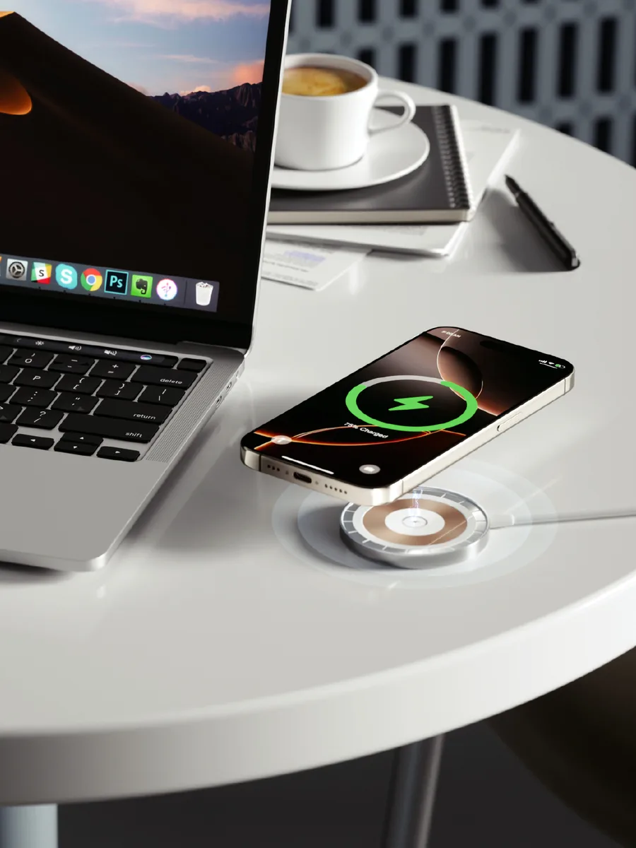 ACL W2 2in1 Şeffaf MagSafe Kablosuz Şarj Cihazı – USB-A ve Type-C Çift Girişli 15W Hızlı Şarj - Görsel 3