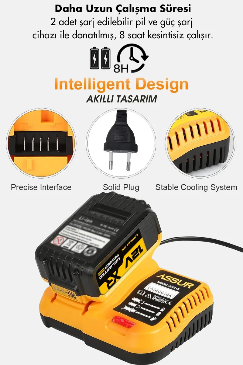 ASSUR 12V Profesyonel Çift Akülü 12 Köşe 360 Derece Lazer Hizalama Ve Akülü Vidalama Set - Görsel 4