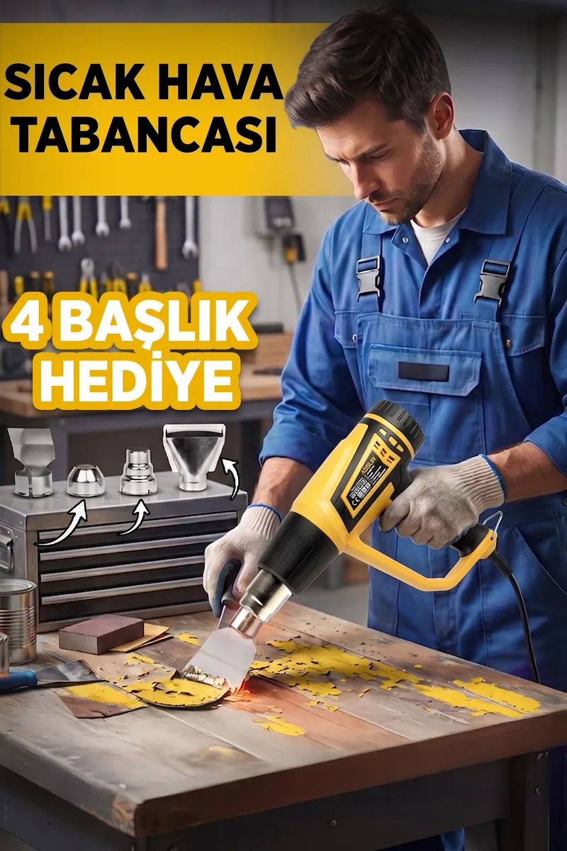 ASSUR 2000W 2 Kademeli 4 Başlıklı Sıcak Hava Tabancası - Görsel 8