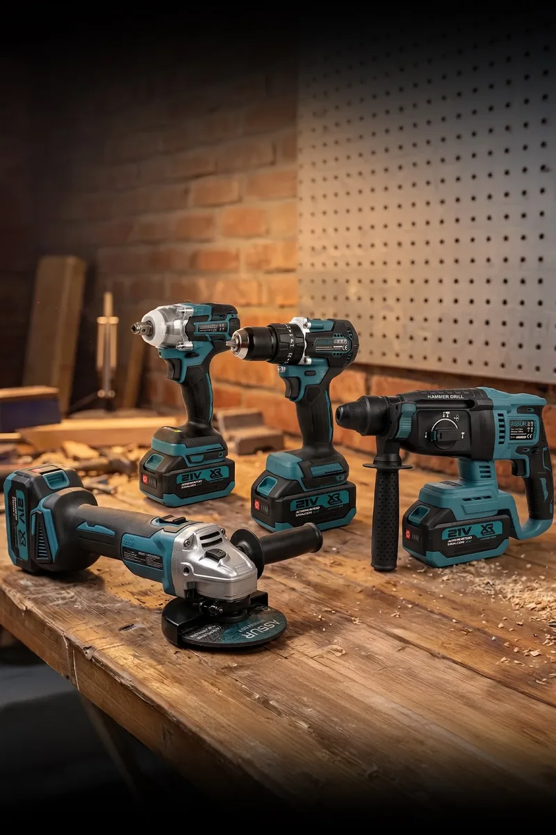 ASSUR 21V Darbeli Kömürsüz Kırıcı Delici Hilti Ve Taşlama Ve Matkap Ve Somun Sıkma 4'lü Set - Görsel 3