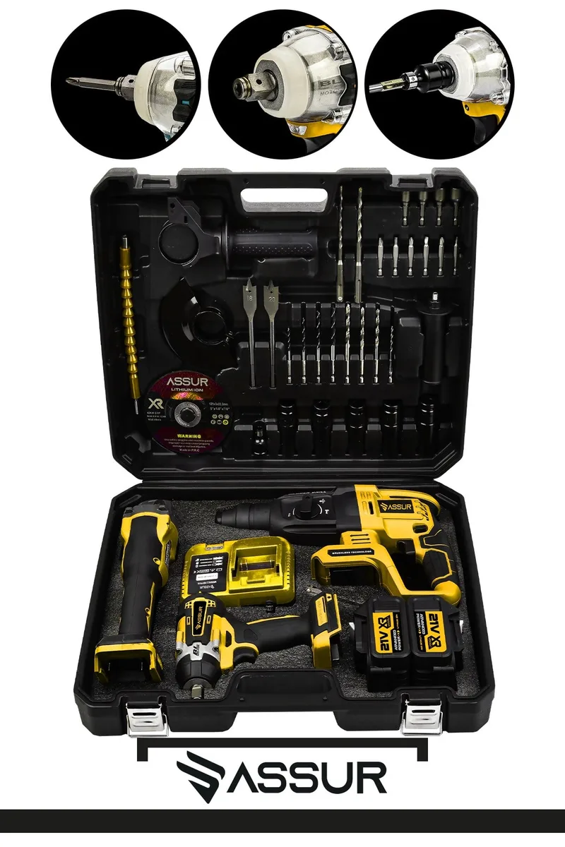 ASSUR 21V Profesyonel Çift Akülü Kırıcı Delici Hilti 2-26mm + Somun Sıkma + Taşlama 3'lü Set - Görsel 8