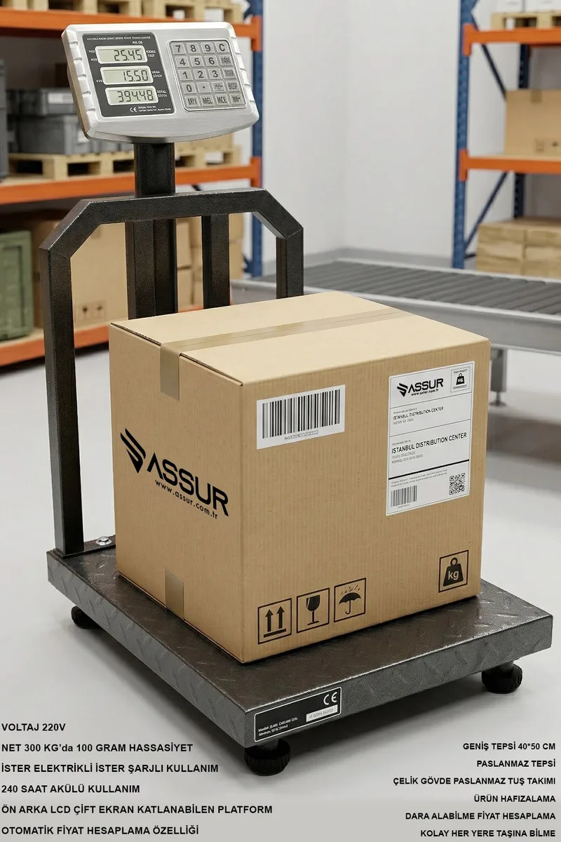 Assur 300 Kg Katlanabilir Dijital Platform Terazi - Yüksek Hassasiyetli Elektronik Kantar - Görsel 4