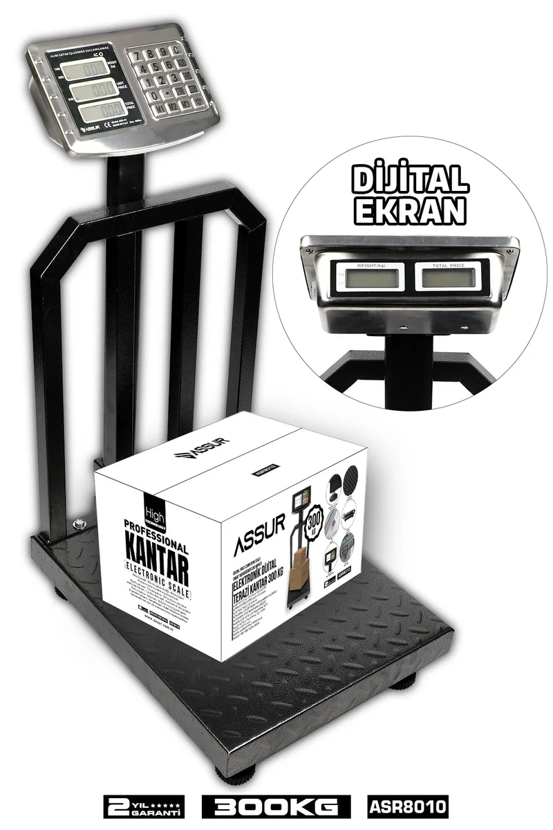 Assur 300 Kg Katlanabilir Dijital Platform Terazi - Yüksek Hassasiyetli Elektronik Kantar - Görsel 7