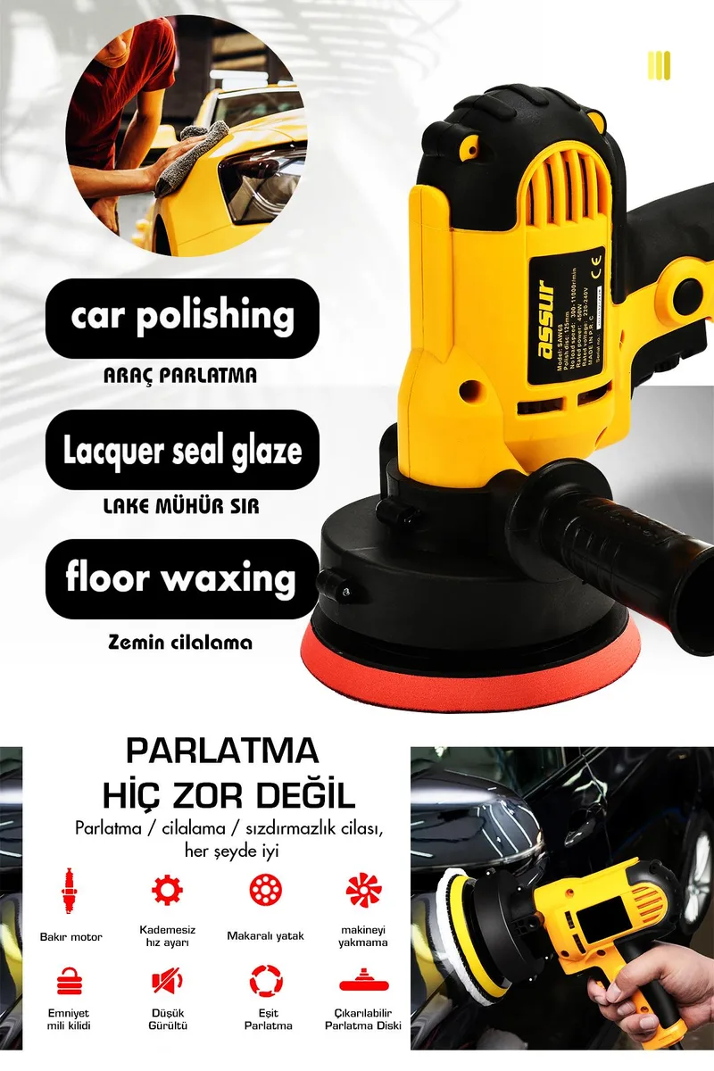 ASSUR 450W Elektrikli 125mm Disk Çapı Dikey Polisaj Zımpara Makinesi - Görsel 3