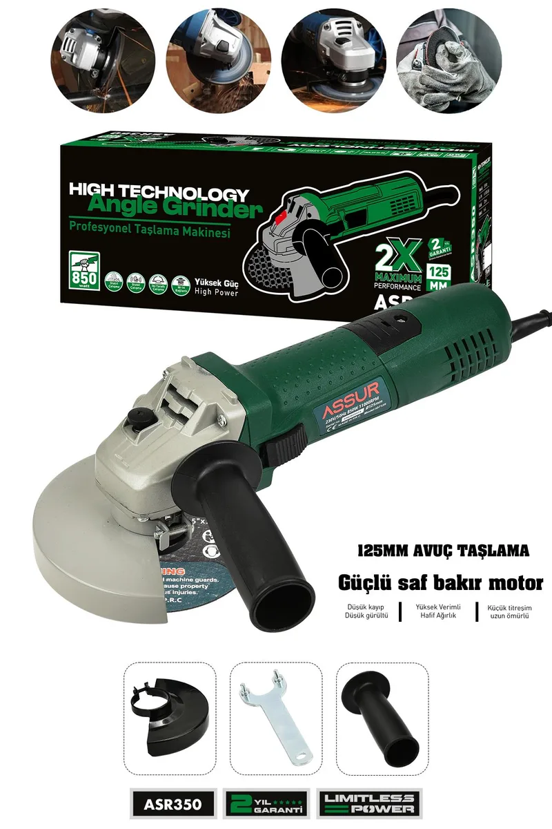 Assur 850W Avuç Taşlama Makinesi 125mm Bakır Sargılı Spiral - Görsel 6