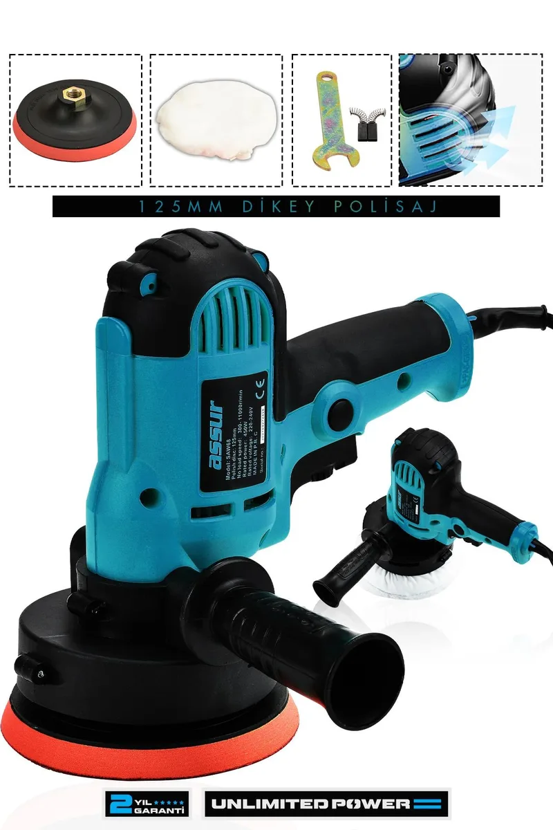 Assur Pro 450W Elektrikli 125MM Dikey Polisaj Zımpara Makinesi