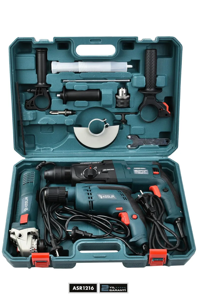 ASSUR Profesyonel Elektrikli 3'lü Set Matkap,Taşlama,Kırıcı/Delici Hilti - Görsel 2