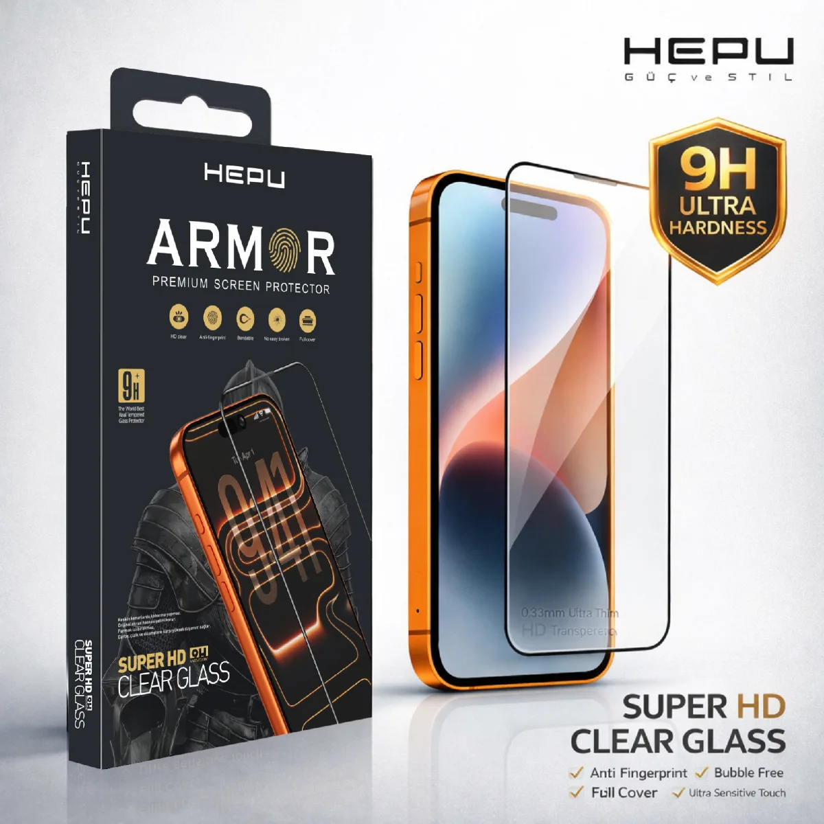 HEPU ARMOR Series Clear HD Cam Ekran Koruyucu – iPhone 14 Pro Max Uyumlu