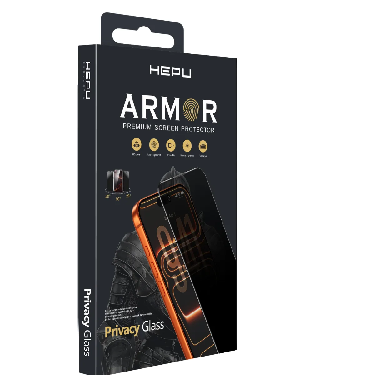 HEPU ARMOR Series Privacy Cam Ekran Koruyucu – iPhone 17 Pro Max Uyumlu - Görsel 3