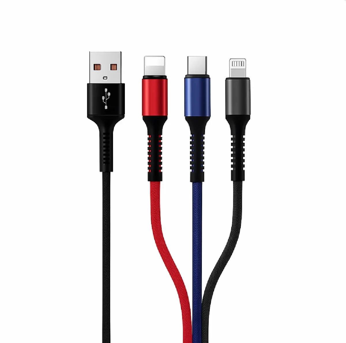 HEPU HP-11 3-in-1 Şarj Kablosu – Type-C + Lightning + Micro USB Uyumlu (1.2 Metre)