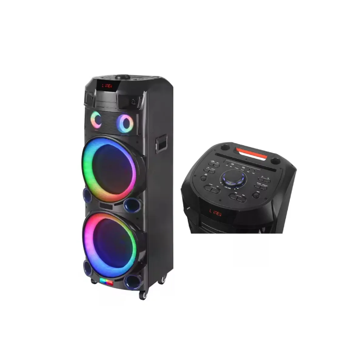 HEPU HP 910 Taşınabilir Şarjlı Bluetooth Hoparlör 80 Rms 2*10 İnc Woofer Karaoke Mikrafon - Görsel 3