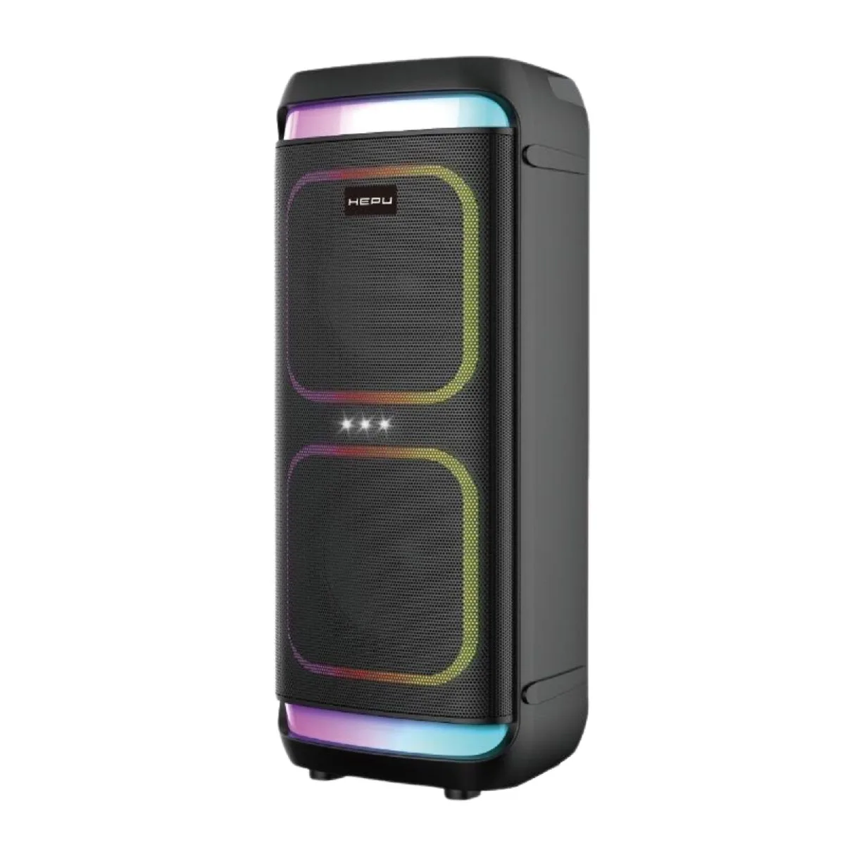 HEPU HP-986 Partybox Bluetooth Hoparlör – 2×8” Hoparlör, 24W Güç, RGB Işık, TWS Destekli