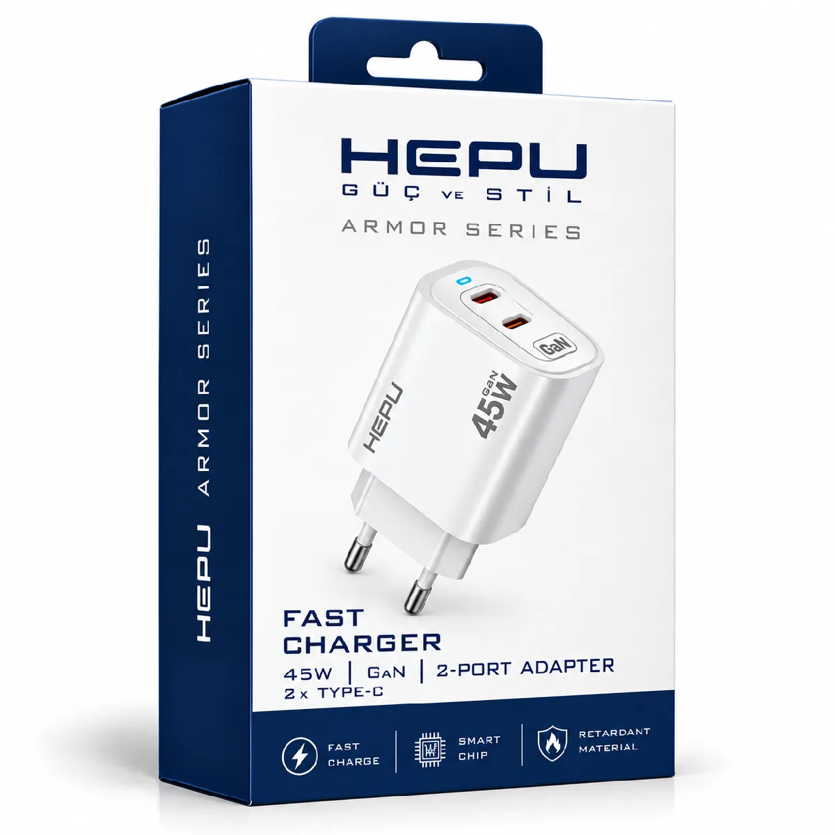 HEPU HP-AC06 45W GaN PD Şarj Adaptörü – Hızlı Şarj - Görsel 3