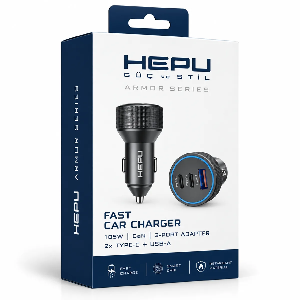 HEPU HP-AD05 105W Araç Şarj Cihazı – 3 Port, Hızlı Şarj - Görsel 5