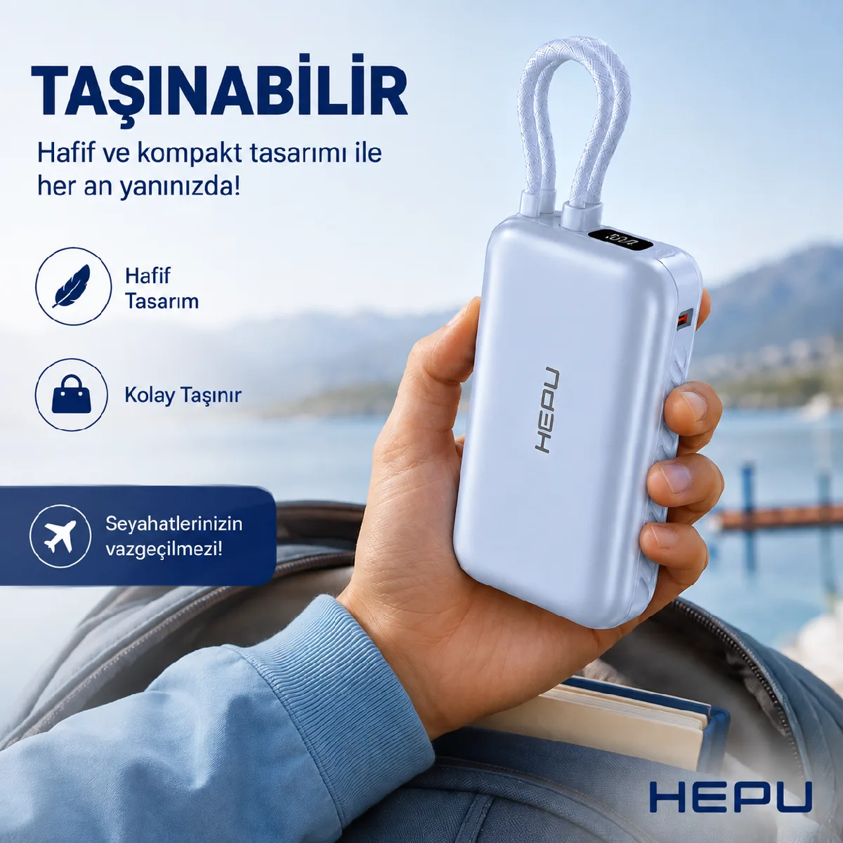 HEPU HP-AP01 Armor Powerbank – 10.000 mAh, Kendinden Kablolu Hızlı Şarj Destekli - Görsel 8