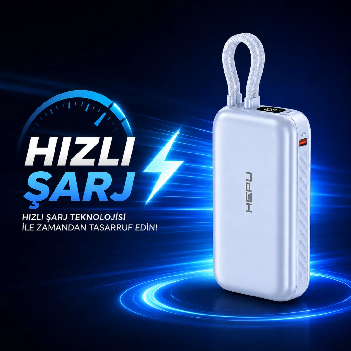 HEPU HP-AP02 Armor Powerbank – 20.000 mAh, Type-Cve USB-A Çıkışlı, Hızlı Şarj Destekli - Görsel 4