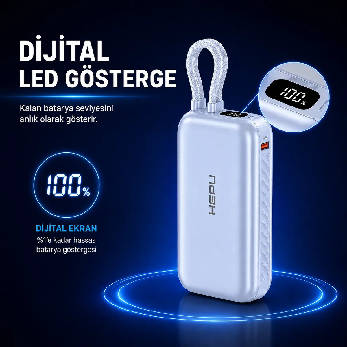 HEPU HP-AP02 Armor Powerbank – 20.000 mAh, Type-Cve USB-A Çıkışlı, Hızlı Şarj Destekli - Görsel 5