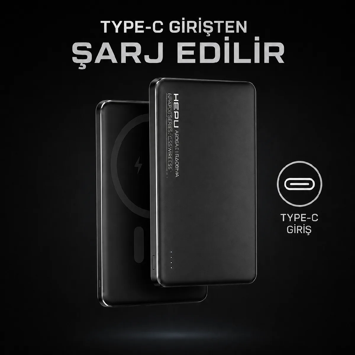 HEPU HP-AP06 Armor MagSafe Powerbank – 5.000 mAh, Kablosuz Hızlı Şarj, Siyah - Görsel 5
