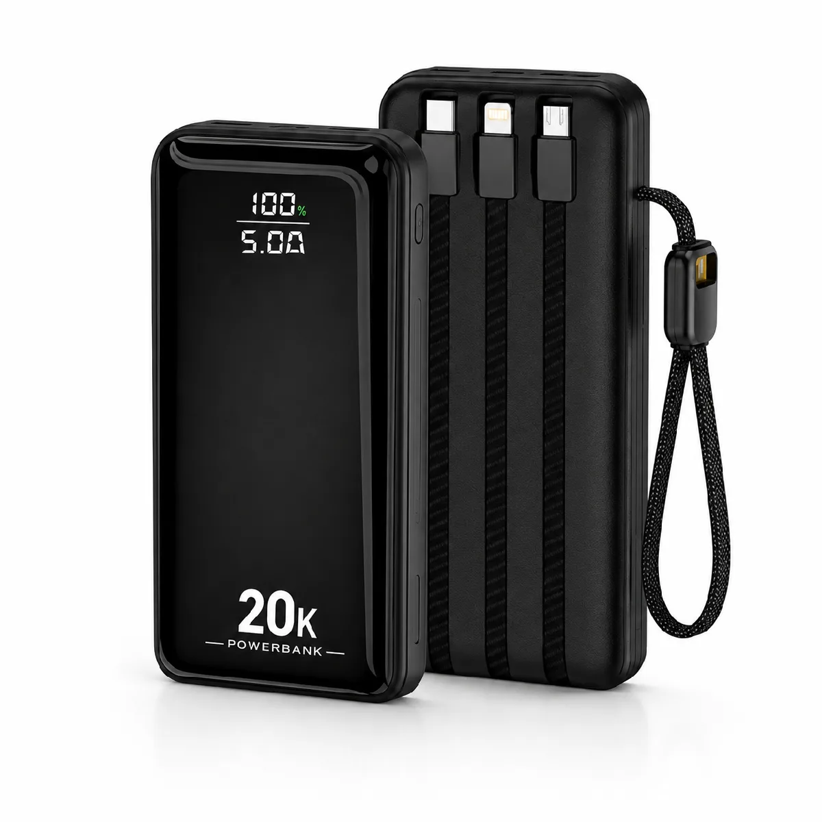 HEPU HP-AP09 Armor Powerbank – 20.000 mAh, Entegre Çoklu Kablolu, Dijital Göstergeli, Hızlı Şarj Destekli - Görsel 2