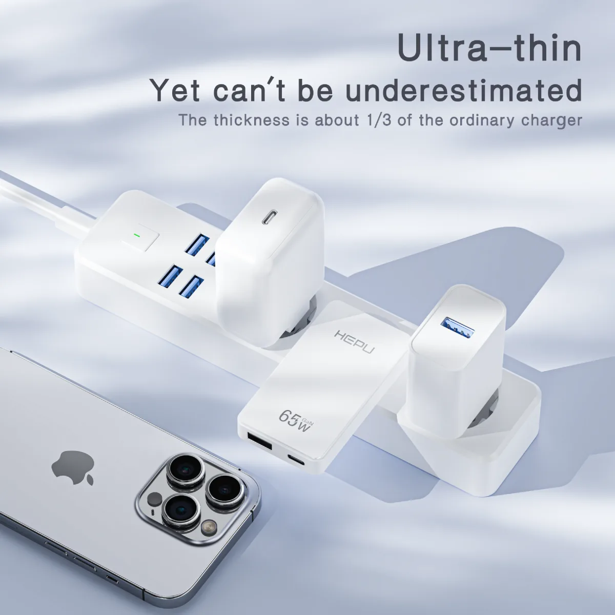 HEPU HP-C36 65W USB-C GaN Güç Adaptörü – Ultra İnce Tasarım, Hızlı Şarj Konforu (Type-C Kablo Dahildir) - Görsel 5
