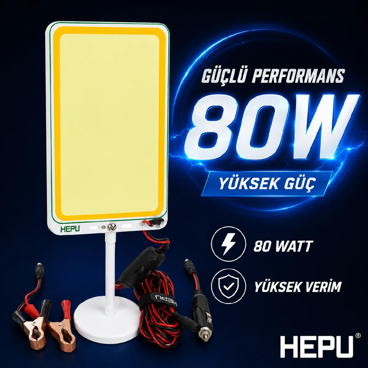HEPU HP-L38 Araç Tipi LED Çalışma Lambası – 80W Güç, Araç Aküsü + Çakmaklık ile Çalışma - Görsel 4