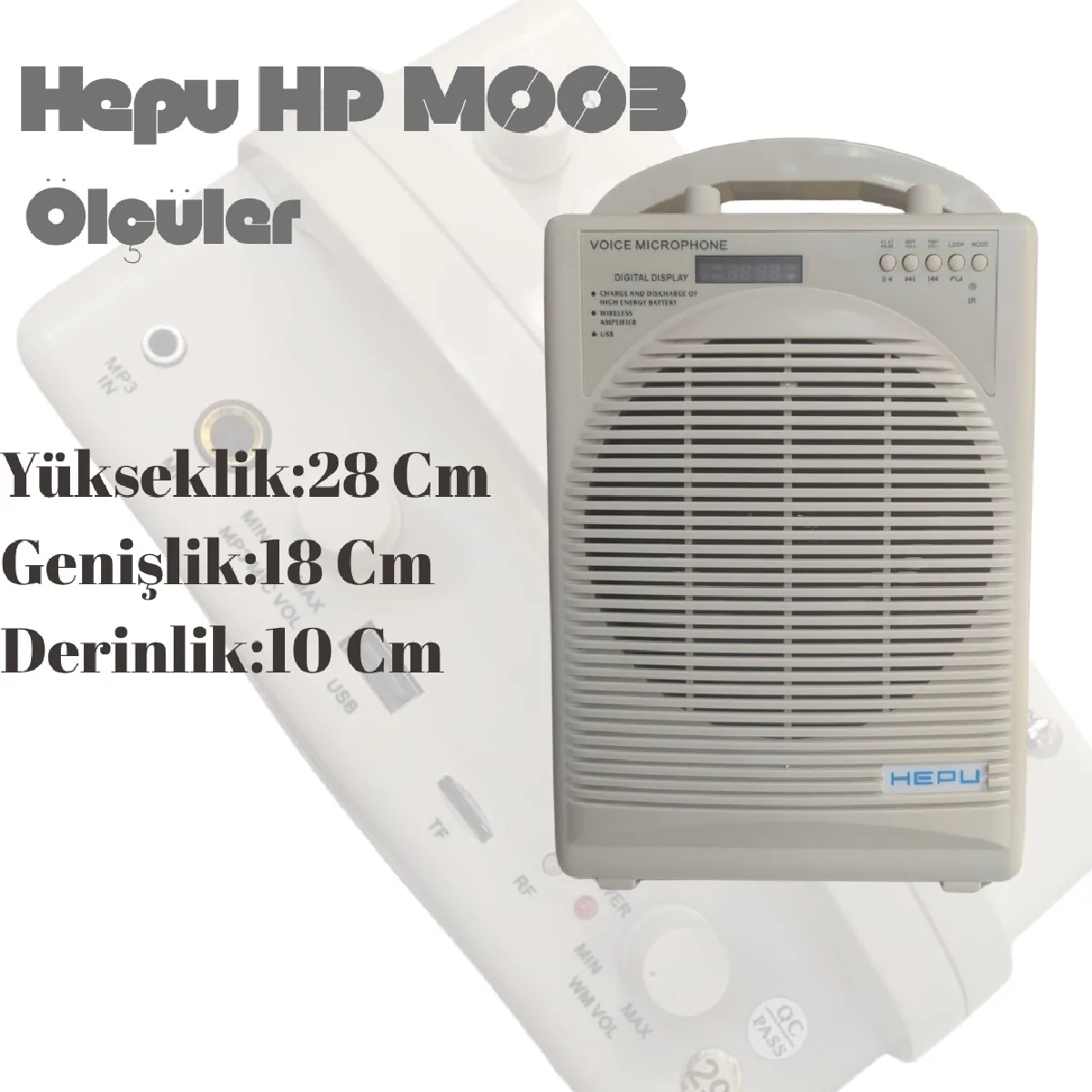 HEPU HP-M004 – 60W Şarjlı Mevlüt Anfi Seti (Kablosuz + Kablolu Mikrofonlu) - Görsel 5