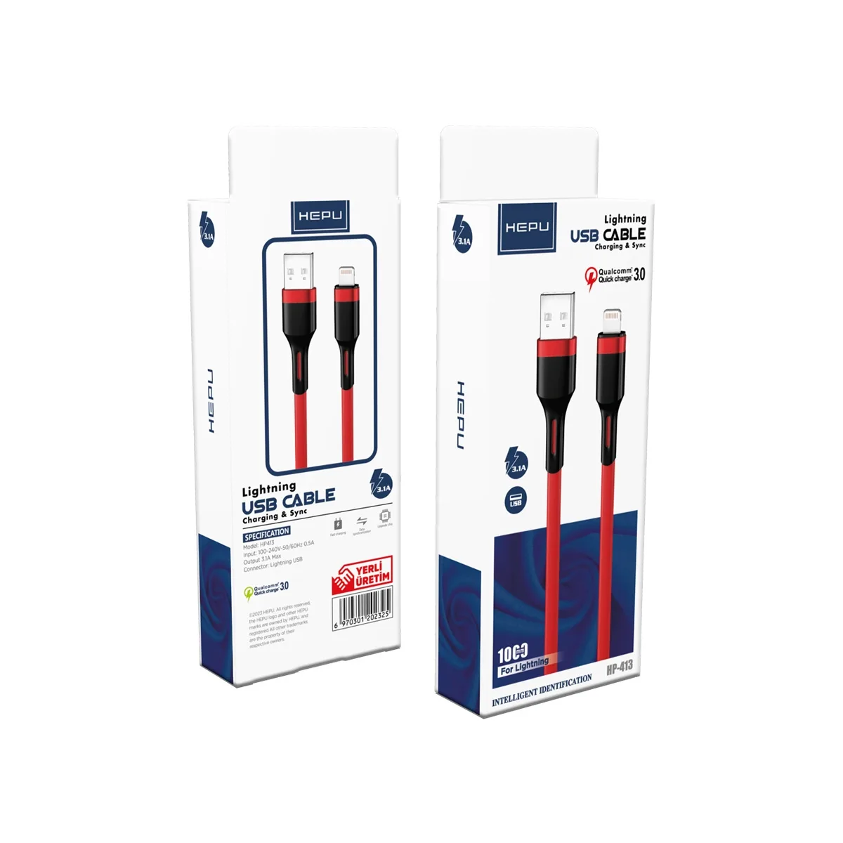 HEPU Lightning HP-413 Hero Kablo – iPhone Uyumlu Hızlı Şarj ve Veri Aktarımı (1 Metre)