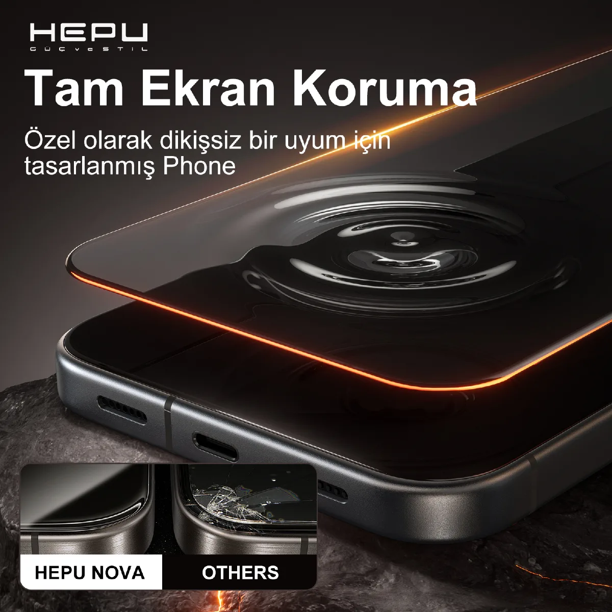 HEPU NOVA HD Clear Temperli Cam Ekran Koruyucu – iPhone 16 Pro / 17 Uyumlu - Görsel 5